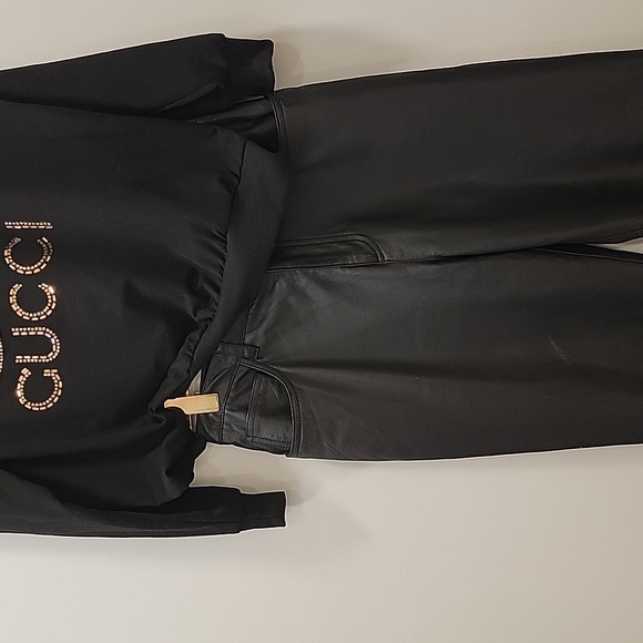 Jones New York high waist black 100% leather pants - Picture 4 of 10